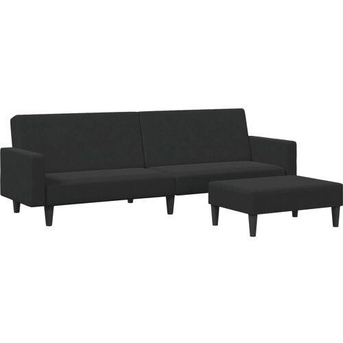 Maison Chic kavč - Sofa - Kanape dvosed z ležiščem in stolčkom za noge črn žamet, (21727531) Cene