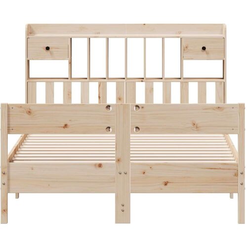 VidaXL Krevet s regalom za knjige bez madraca 135x190 cm od borovine Slike