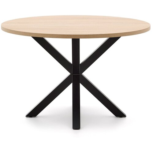 Kave Home Crni/u prirodnoj boji okrugao blagovaonski stol &amp;oslash; 120 cm Argo &amp;ndash; Slike