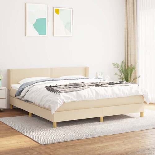 The Living Store Box spring postelja z vzmetnico krem 160x200 cm blago - Box Spring Postelja, (21512977) Cene