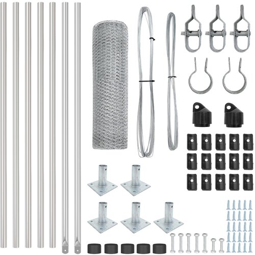 vidaXL Heksagonalna ograda 0.6x10 m Pocinčani čelik, Ograda s temeljnim pločama 7 kom Ø32mm 70cm Pocinčani čelik Cijene