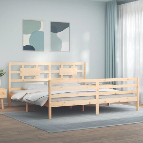 vidaXL Posteljni okvir z vzglavjem 200x200 cm trden les Cene