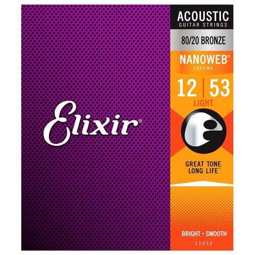 Elixir Žice za akustičnu gitaru 11052 Light, .012-.053, Nanoweb Slike