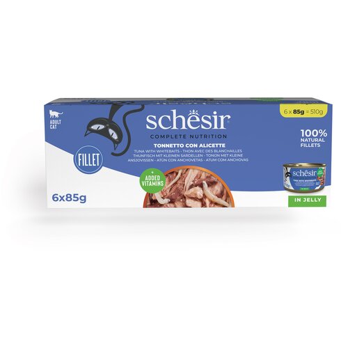  Ekonomično pakiranje Schesir Complete Nutrition filet u želeu 24 x 85 g - Tuna s bijelom ribom Cijene