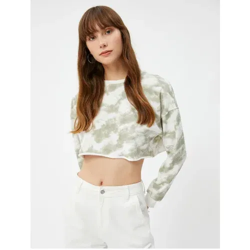 Koton Batik Patterned Crew Neck Crop Sweatshirt