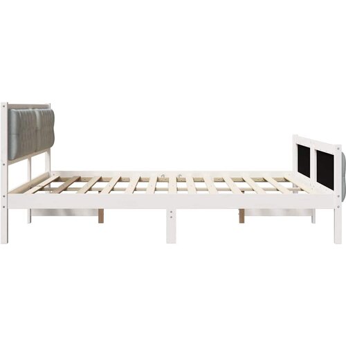  Krevetna konstrukcija s uzglavljem Svijetlo siva 160 x 200 cm Bijela Slike
