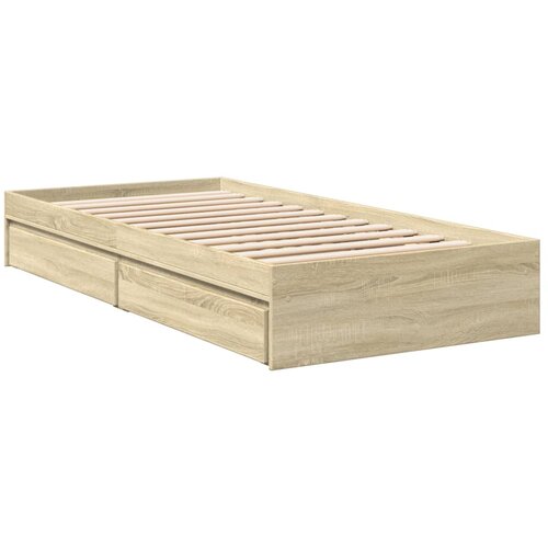  Okvir za krevet s ladicama boja hrasta 90x190 cm drveni Slike