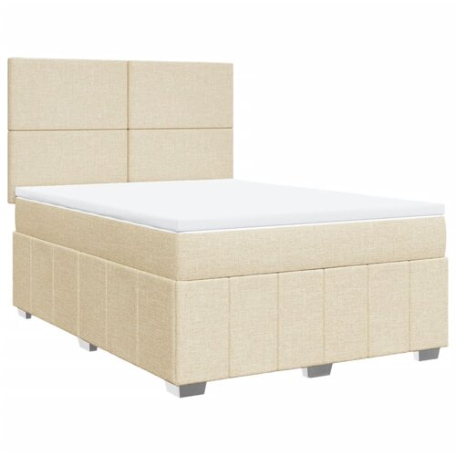 vidaXL Box spring postelja z vzmetnico krem 160x200 cm blago, (21309897) Cene