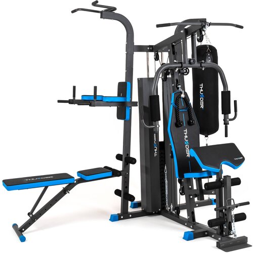 THUNDER Večpostajna domača telovadnica &reg; HEAVY &ndash; Multi-Gym, 4 postaje, 92,5 kg uteži, regulacijska klop, zgornji & spodnji &scaron;kripci, boksarska vr, (5000089810) Cene