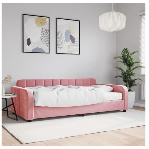 VidaXL Dnevna postelja z vzmetnico roza 100x200 cm žamet Slike