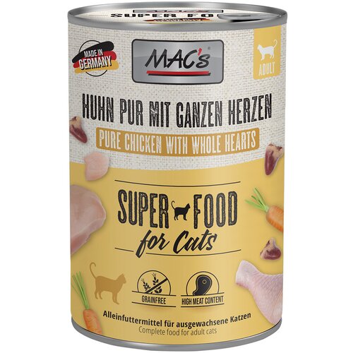 MAC&amp;#039;s MAC&amp;acute;s Cat hrana za mačke 6 x 400 g - ČISTA piletina s cijelim srcima peradi Slike