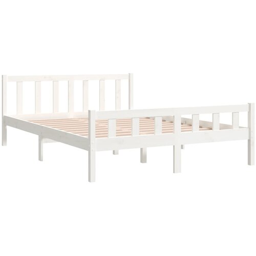  Okvir za krevet od masivne borovine bijeli 150 x 200 cm king Slike