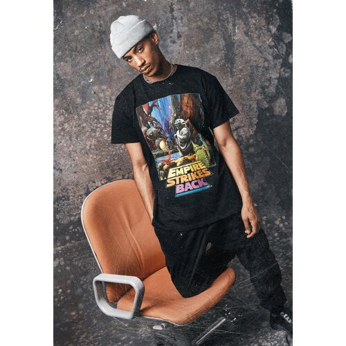 Merchcode Black T-shirt with Star Wars Yoda poster Cene
