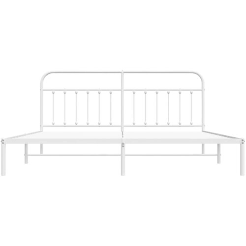  Metalni okvir za krevet s uzglavljem bijeli 193x203 cm Slike