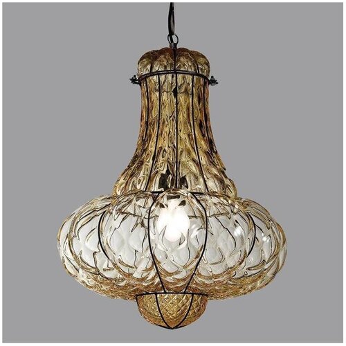  SIRU - Luster na lancu DOGE 1xE27/60W/230V prečnik 30 cm bež/crna venecijansko staklo Cene