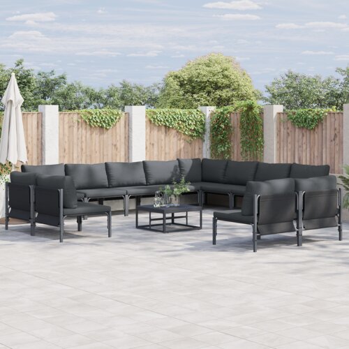 VidaXL Vrtna sedežna garnitura 12 pcs Antracitna Jeklo Slike