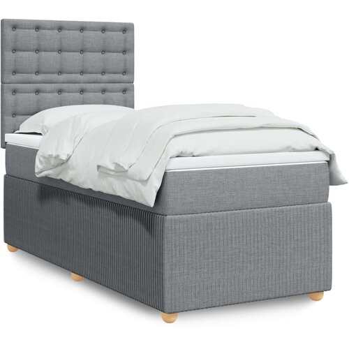 vidaXL Box spring postelja z vzmetnico svetlo siv 100x200 cm blago Cene