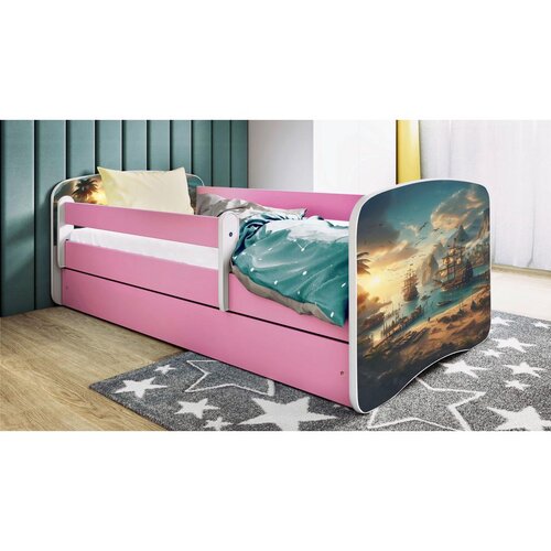 MID.YOU Dječji krevet Dreamy brod 160x80 sa madracem s ladicom Rozičasta Cijene