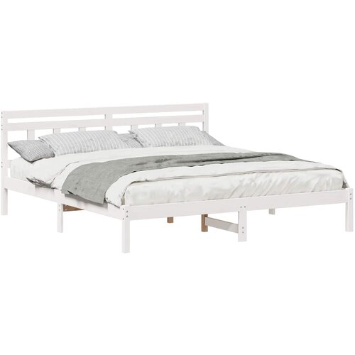vidaXL Konstrukcija postelje Bela 200 x 200 cm Masivno borovo les, (5000126611) Cene