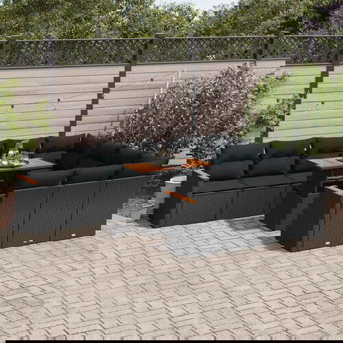 vidaXL 11-dijelni set vrtnih sofa poliratan i bagrem s jastucima crni Cijene