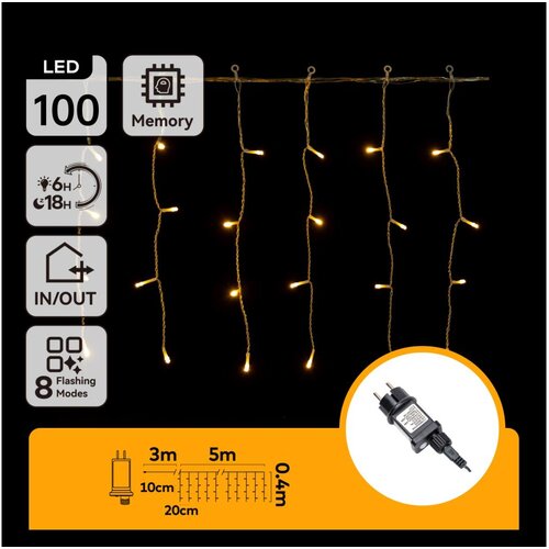 Aigostar led spolja&scaron;nji lanac 100xLED/8 funkcija 5x0,4m IP44 topla bela Cene