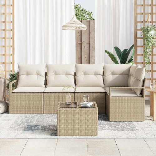  Sjedeća garnitura za vrt 6 kom. Bež i krema poliratan 232 x 122 x 85 cm Slike