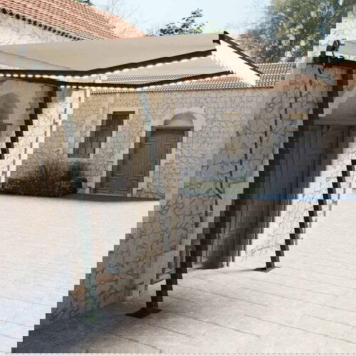 vidaXL ročno zložljiva tenda z led lučkami 3x2,5 m krem Cene