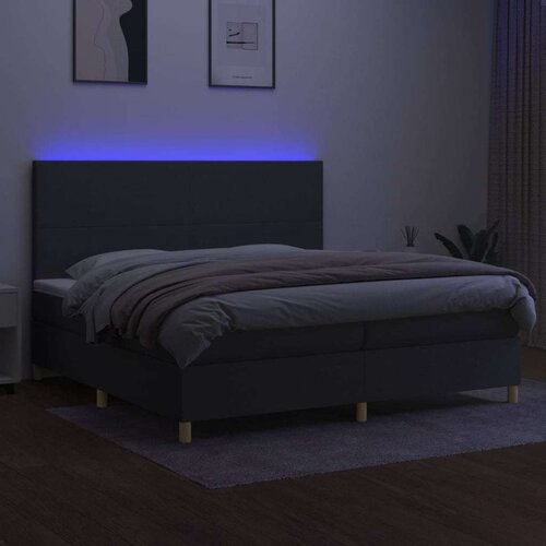  Box spring s madracem LED tamnosivi 200x200 cm tkanina Slike