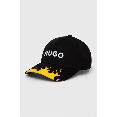 Hugo Pamučna kapa sa šiltom boja: crna, s aplikacijom