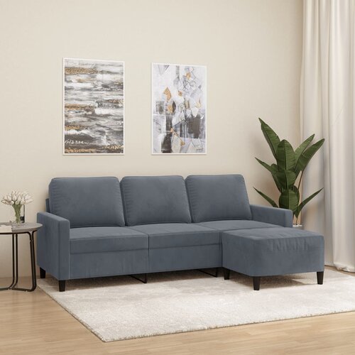  The Living Store Trosed s stolčkom za noge temno siv 180 cm žamet - Trosed S Stolčkom Za Noge, (21485147) Cene