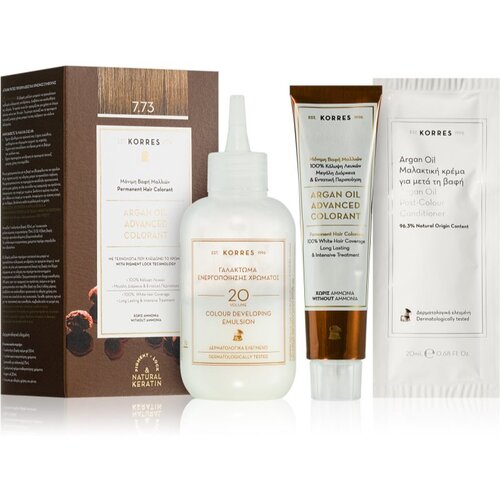 Korres Argan Oil permanentna barva za lase z arganovim oljem odtenek 7.73 Golden Mocha 50 ml Cene