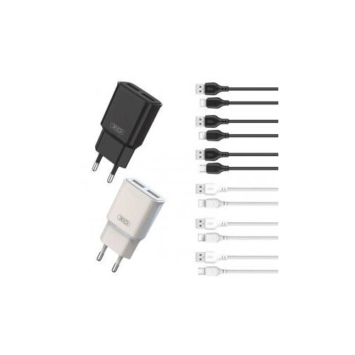 XO Punjač L92C sa dva usb-a sa Type-c kablom 2.4A/ crna Cene