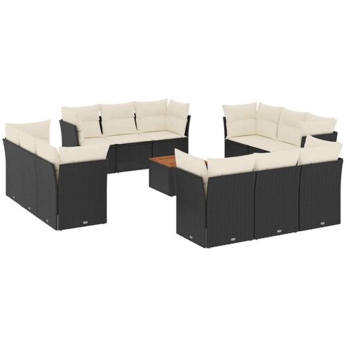 vidaXL 13-dijelni set vrtnih sofa s jastucima poliratan crni Cijene