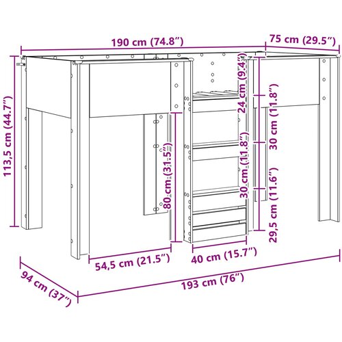  Krevet na kat za djecu s pohranom Siva Sonoma 75 x 190 cm Slike