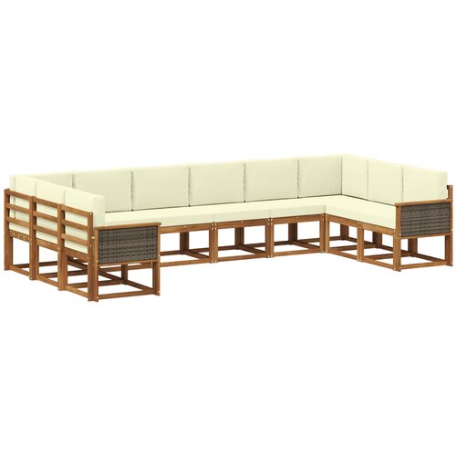 vidaXL Zunanja garnitura za sedenje 10 pcs Naravna in smetana, (5000282030) Cene