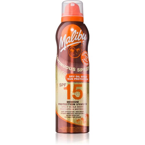 Malibu Continuous Spray Dry Oil SPF15 vodoodporen sprej za sončenje 175 ml Cene