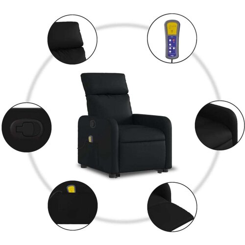 VidaXL Masažni naslonjač na podizanje od umjetne kože crni Slike
