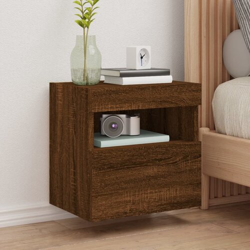  The Living Store Stenska TV omarica z LED lučkami rjavi hrast 40x30x40 cm - TV Stenska Omarica, (21508233) Cene