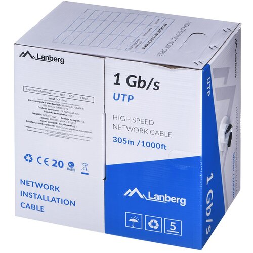 Lanberg UTP CABLE 1GB /S 305M WIRE CCA BLACK Cijene