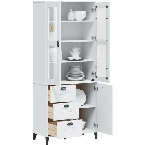 The Living Store Visoka omara VIKEN bela 80x40x190 cm trdna borovina - Visoka Omara, (21835652)