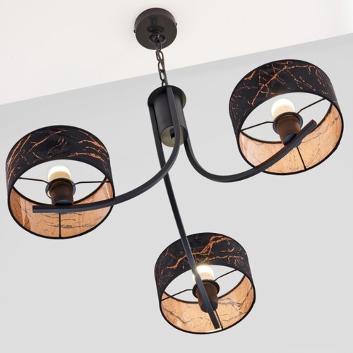 Jupiter 2106 - Luster na lancu ARTHUR 3xE27/15W/230V crna/narandžasta/dekor mermera Slike