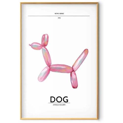  Plakat - Holo-Dog - Colorful Retro Dog 60x90 Zlatni okvir s margom Slike
