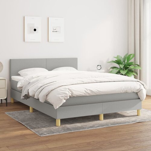 The Living Store Box spring postelja z vzmetnico svetlo siva 140x200 cm blago - Box Spring Postelja, (21515216) Cene
