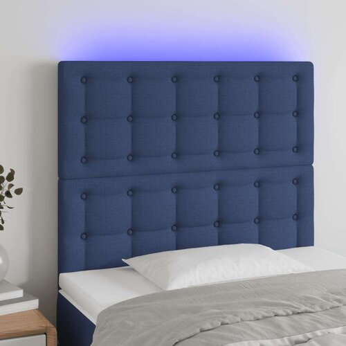  Posteljno vzglavje modro 100x5x118/128 cm blago, (20951638) Slike