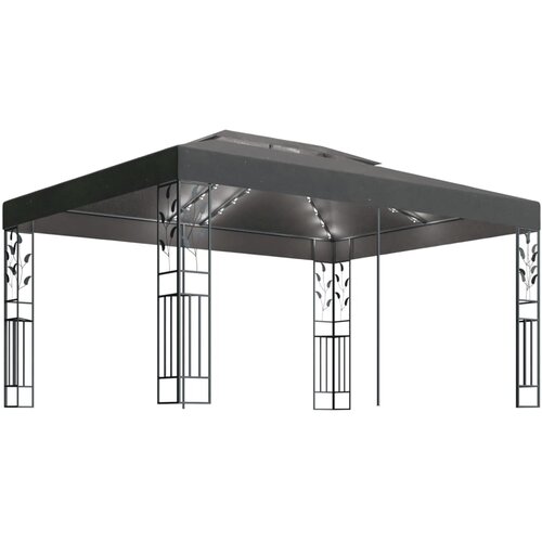 vidaXL Paviljon z dvojno streho in LED lučkami 3x4 m antraciten Cene