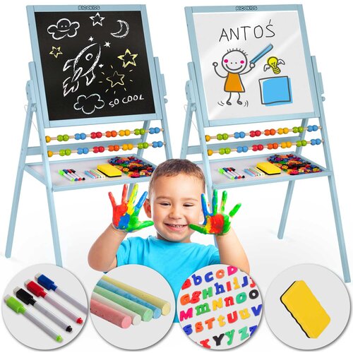 Ricokids Blue Magnetic Chalkboard - Dual-Sided Rotating Educational Board for Kids, (21740794) Slike
