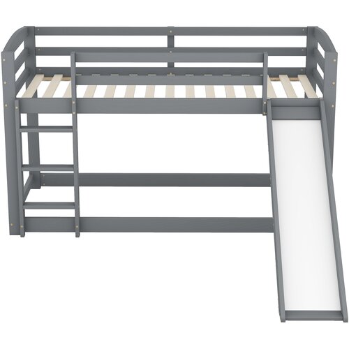Lumor Pogradna postelja iz borovega lesa z zaščito pred padcem + lestev + drsnik - 90x200 cm - siva, (22068429) Cene