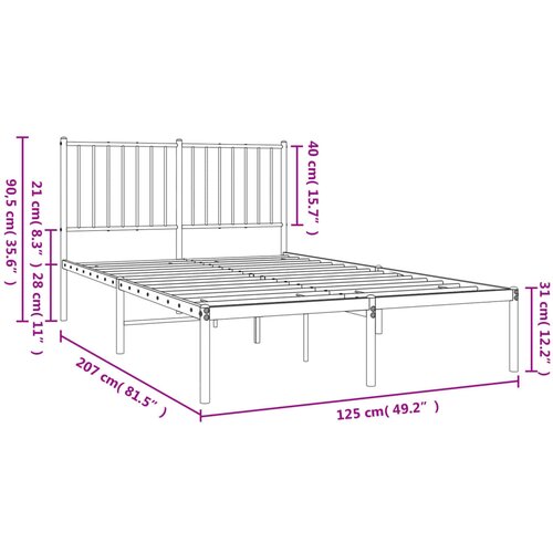  Metalni okvir za krevet s uzglavljem bijeli 120 x 190 cm Slike