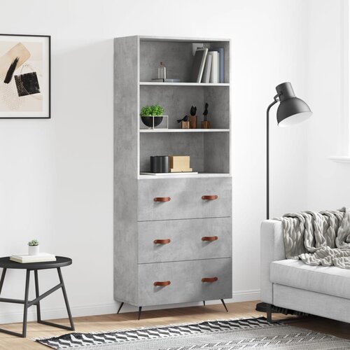 vidaXL Visoka komoda betonsko siva 69,5x34x180 cm inženirski les Cene