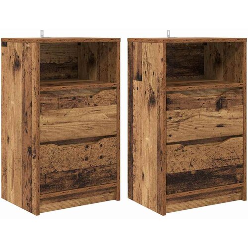  Noćni ormarići s ladicama 2 pcs Staro drvo 40 x 30 x 467 cm Slike